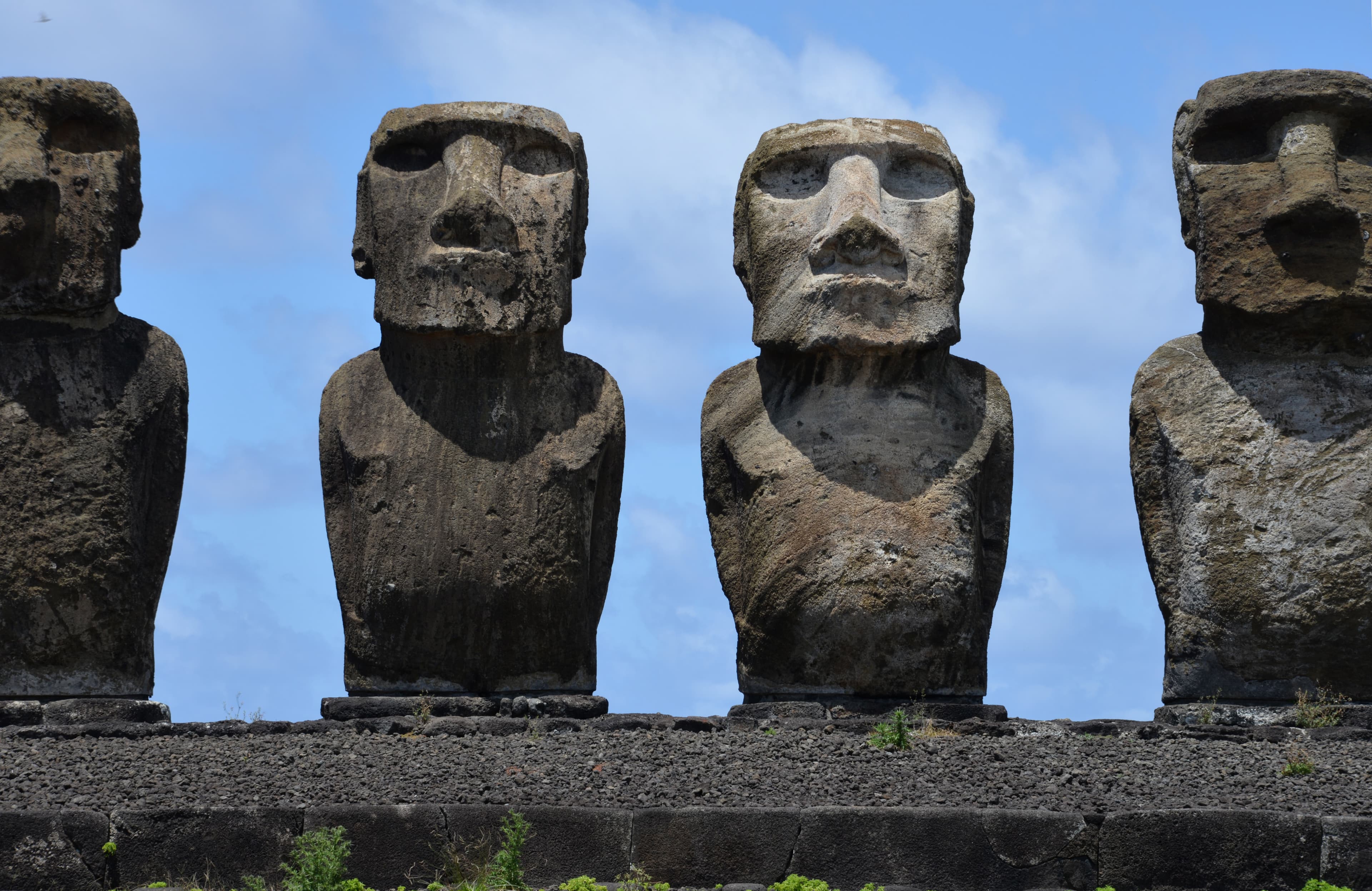 Moai statues at Ahu Tongariki, close-up